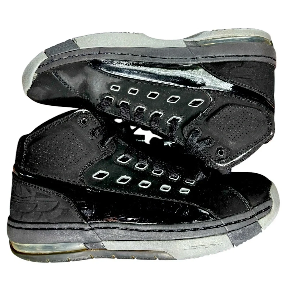Jordan Ol School Black and Gray Gloss Accent High-Top Sneakers, Size 8